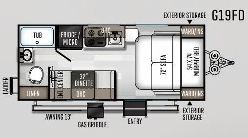 Forest River Rockwood Geo Pro G19FD floor plan