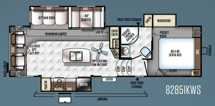Forest River Rockwood Signature Ultra Lite 8285IKWS floor plan