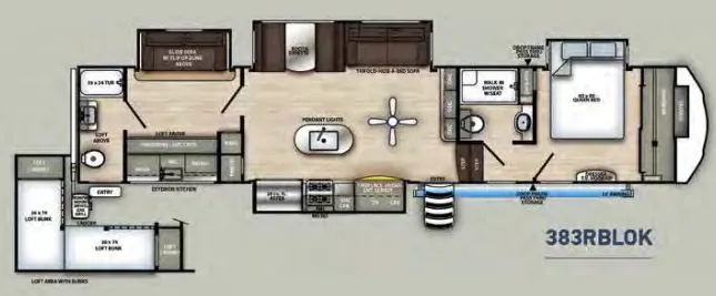 Forest River Sandpiper 383RBLOK floor plan