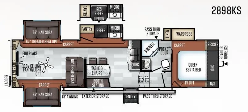 Forest River Rockwood Ultra Lite 2898KS floor plan