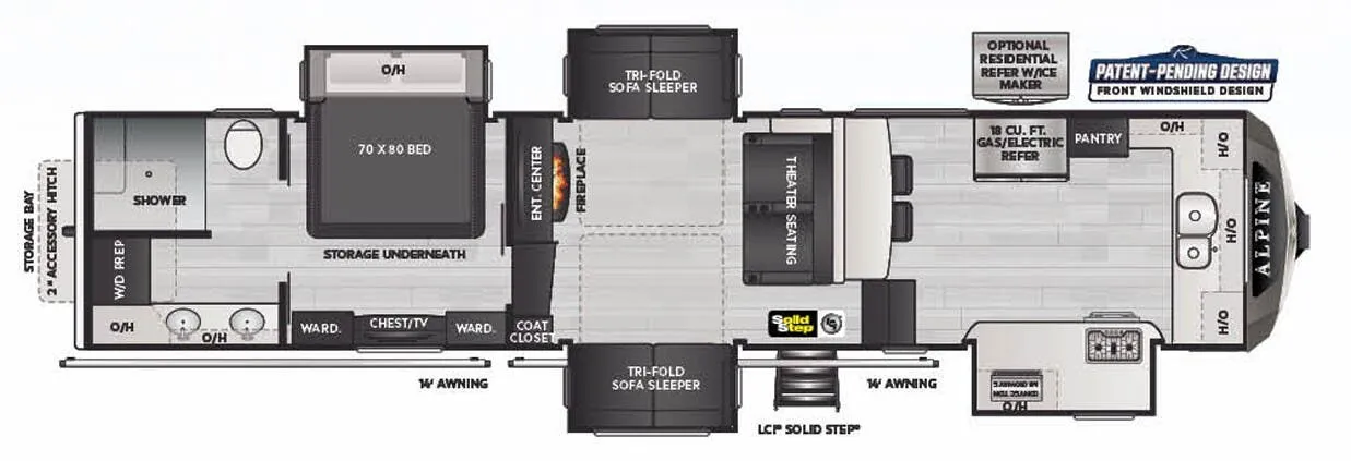 Keystone Alpine 3790FK floor plan