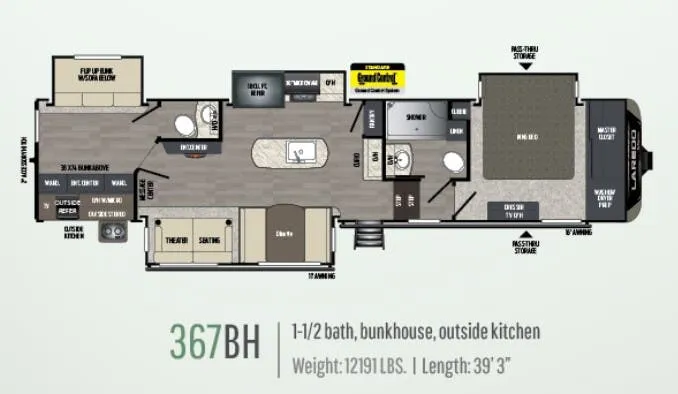Keystone Laredo 367BH floor plan