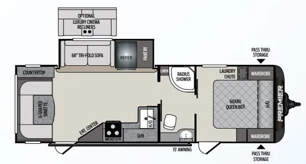 2019 Keystone Premier 26UDPR floor plan