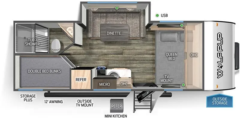 2024 Forest River Cherokee Wolf Pup Black Label 17JWBL floor plan