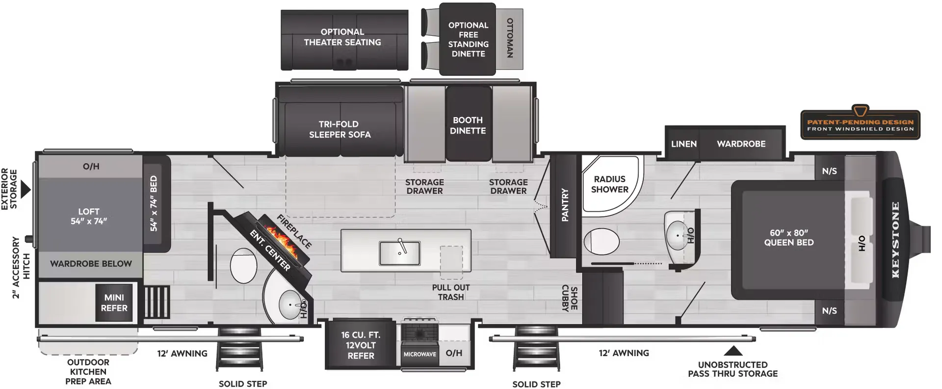 2027 Keystone Cougar 364BHL - Floor plan