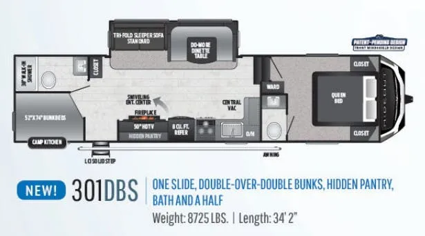 Keystone Hideout 301DBS floor plan