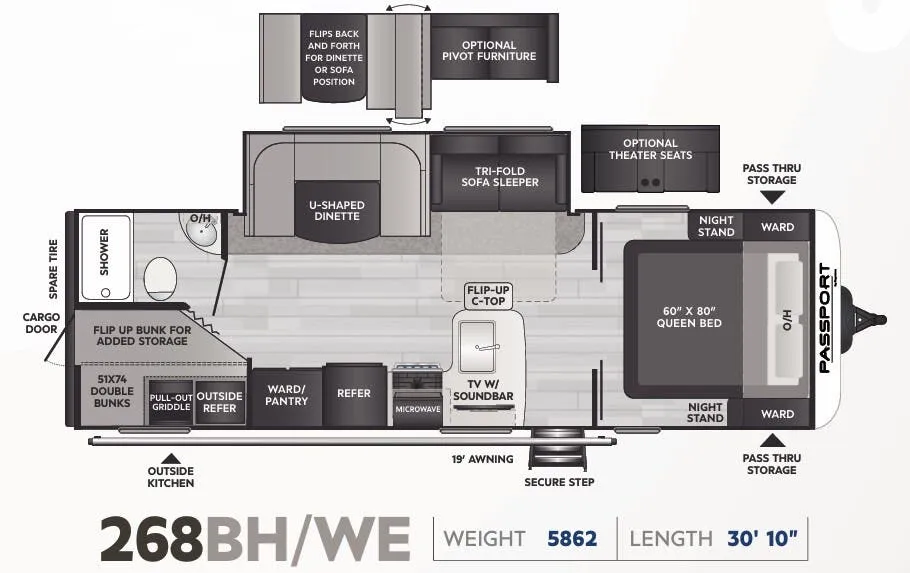 Keystone Passport SL Series 268BHWE floor plan