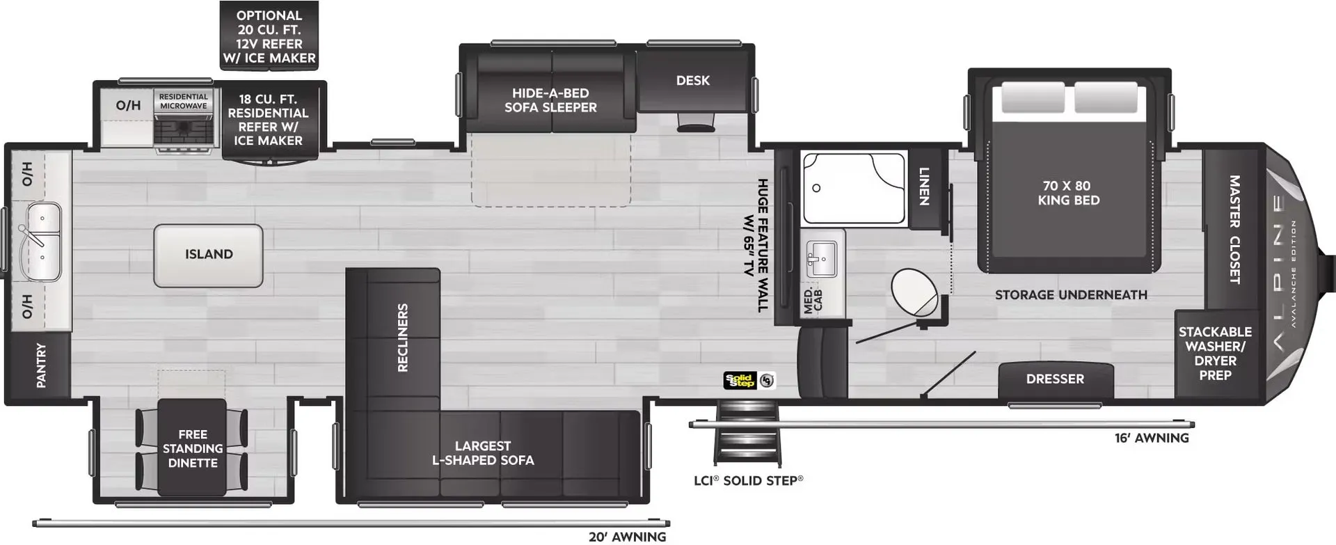 Keystone Alpine Avalanche 366LS floor plan