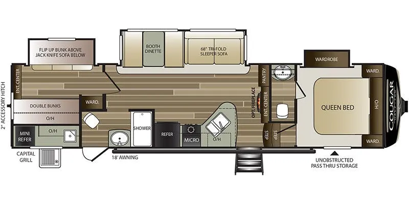 2021 Keystone RV Cougar Half-Ton 32BHS floor plan