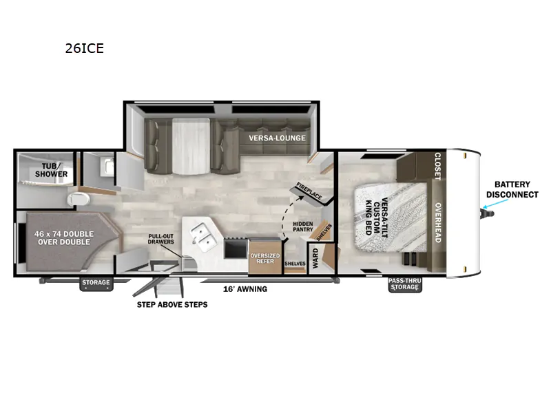2026 Forest River Wildwood X-Lite 26ICE floor plan