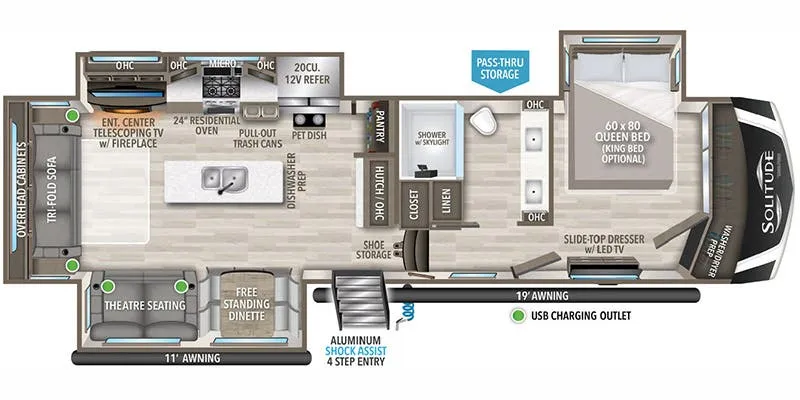 2024 Grand Design Solitude 370DV floor plan