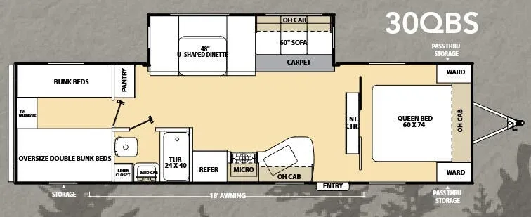 Coachmen Catalina Deluxe 30QBS floor plan