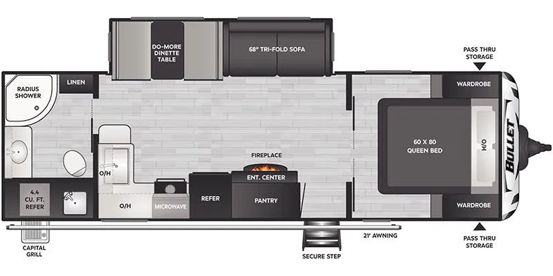 Keystone Bullet East 260RBS floor plan