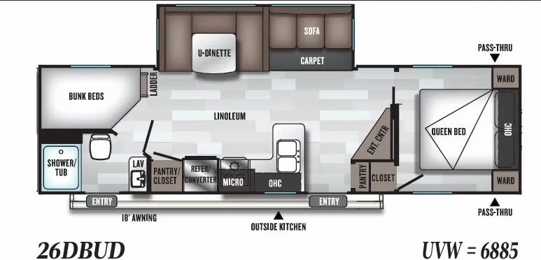 Forest River Salem 26DBUD floor plan