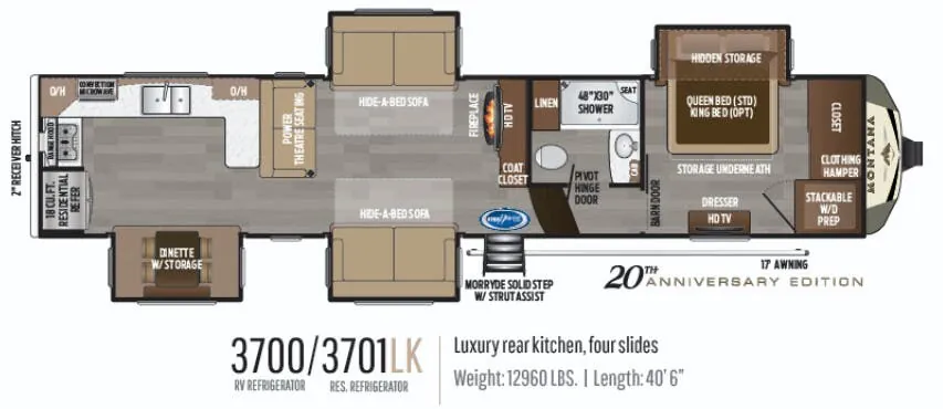2019 Keystone Montana 3701LK floor plan