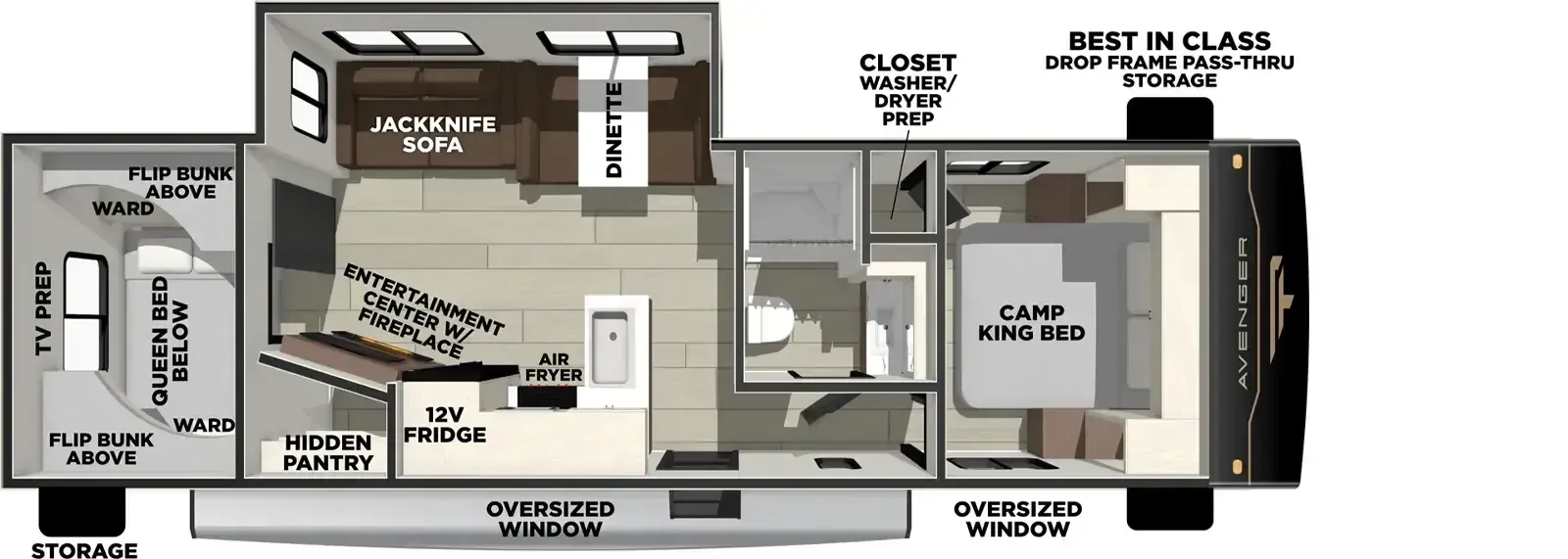 2027 Prime Time RV Avenger 28QBS - Floor plan