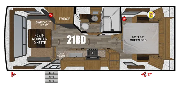 2026 Outdoors RV Back Country 21BD floor plan