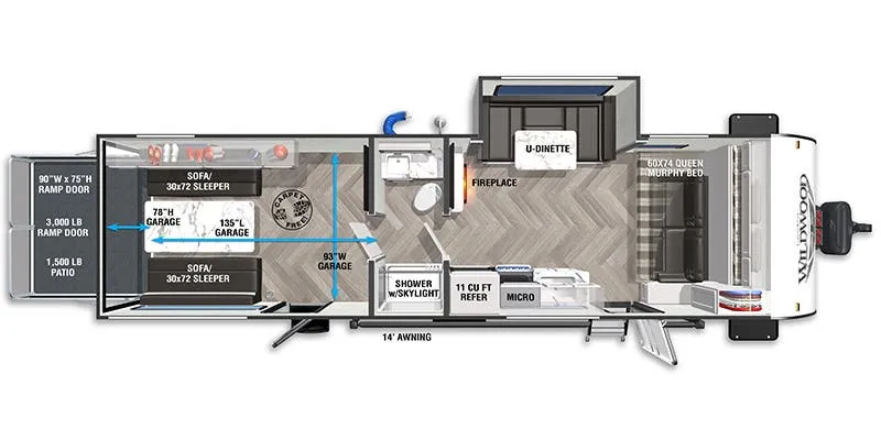 2022 Forest River Wildwood FSX 280RT floor plan