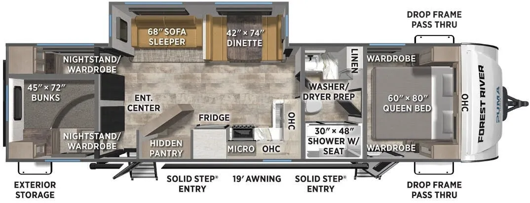 Forest River Puma Tracks 3150TBSS floor plan