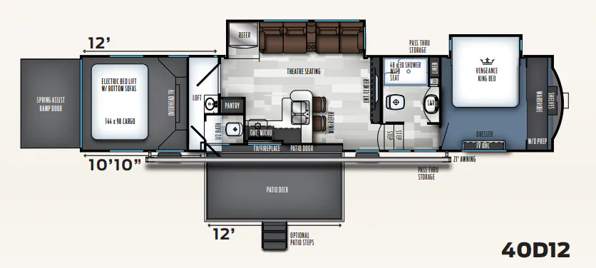 Forest River Vengeance Touring Edition 40D12 floor plan