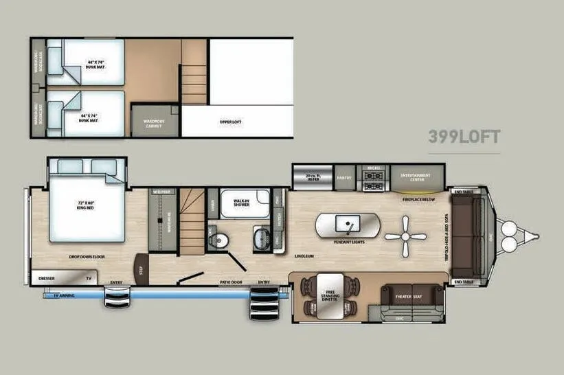Forest River Sandpiper Destination 399LOFT floor plan