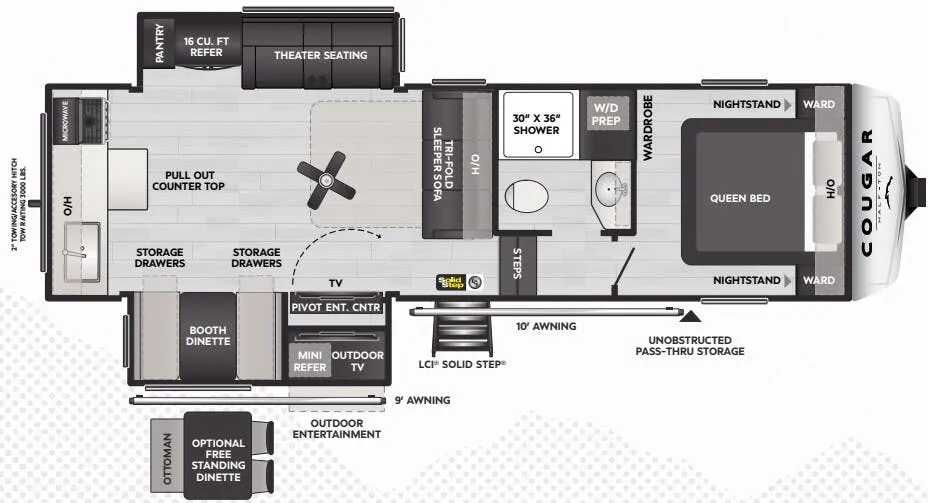 2025 Keystone RV Cougar Half-Ton 26RKE floor plan