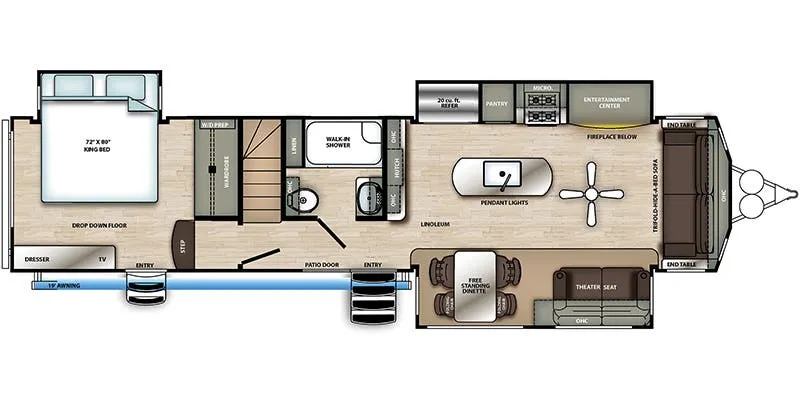 Forest River Sandpiper Destination 399LOFT floor plan