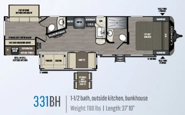 Keystone Laredo 331BH floor plan