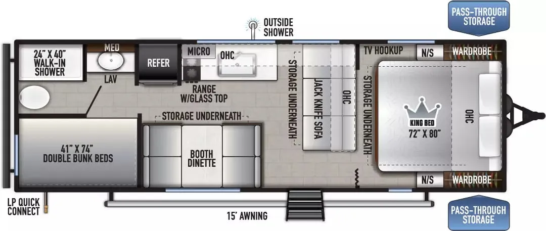 2024 East to West Silver Lake LE 25BHLE - Floor plan