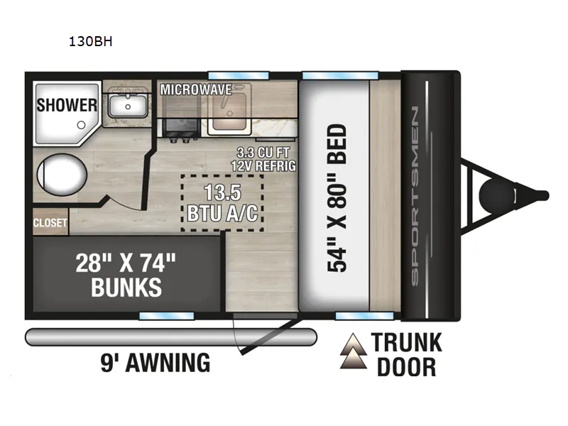 2026 K-Z Sportsmen Classic 130BH - Floor plan