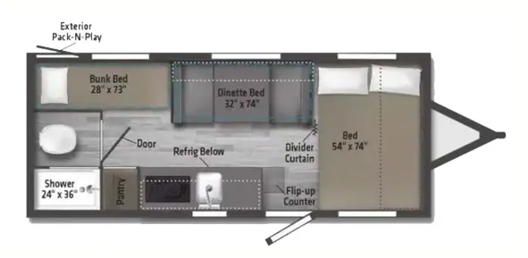 Winnebago Micro Minnie 1700BH floor plan
