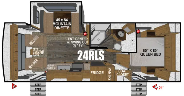 2026 Outdoors RV Timber Ridge Titanium Series 24RLS floor plan