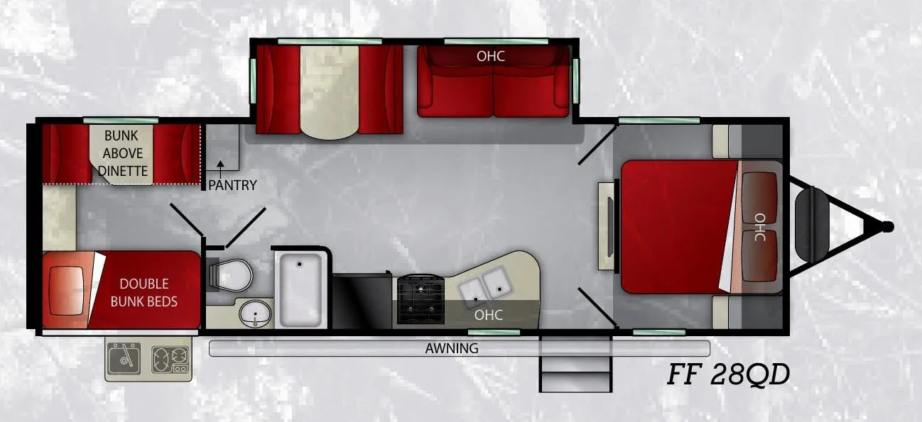 Cruiser RV Fun Finder Xtreme Lite 28QD floor plan