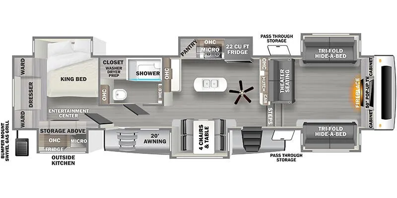 2022 Forest River Sandpiper Luxury 379FLOK - Floor plan