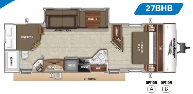 Jayco Jay Feather 27BHB floor plan