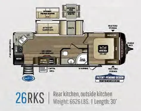 2020 Keystone RV Cougar Half-Ton 26RKS - Floor plan