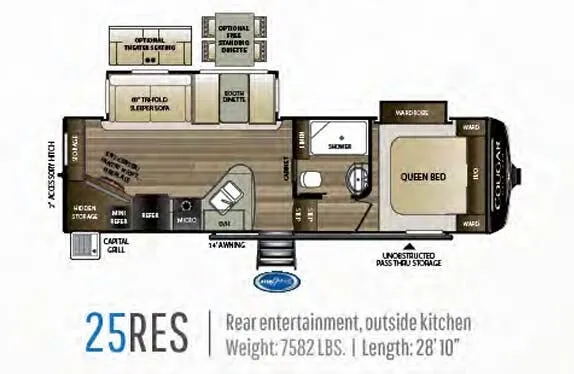 2019 Keystone Cougar Half-Ton 25RES - Floor plan