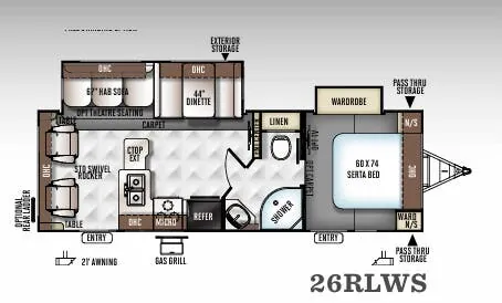 2017 Forest River Flagstaff Super Lite 26RLWS floor plan