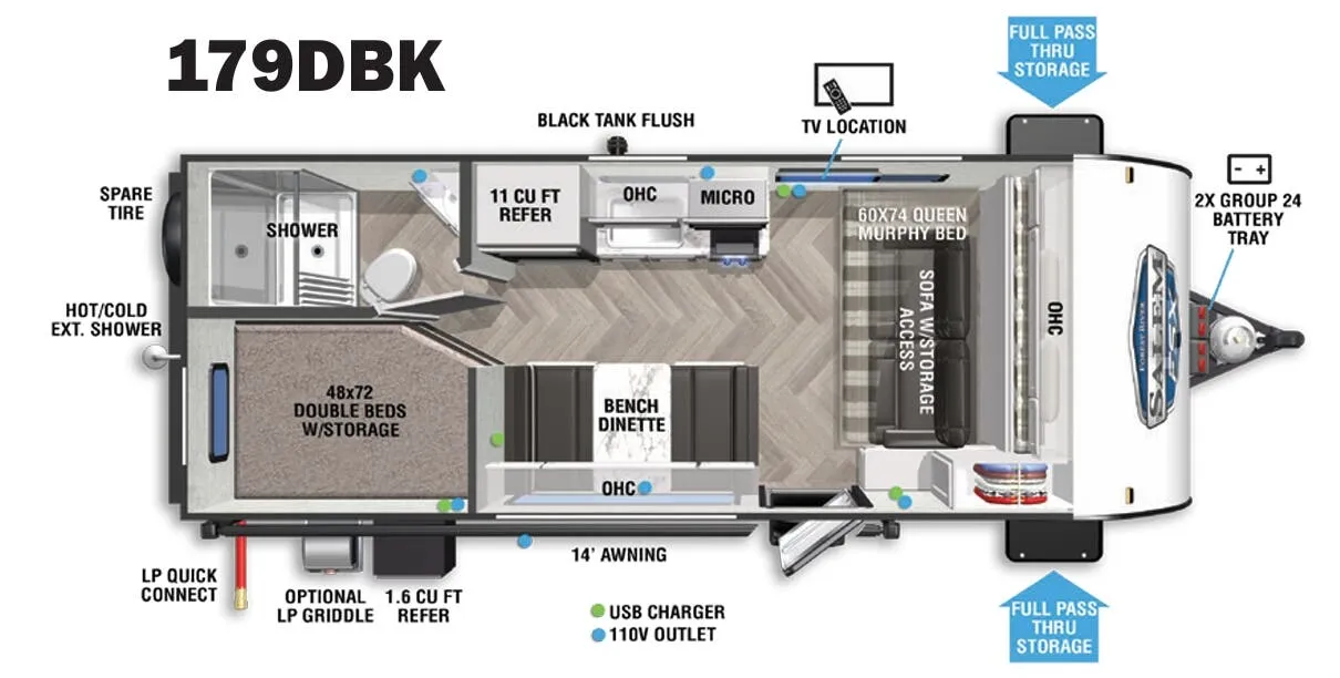 2021 Forest River Salem FSX 179DBK - Floor plan
