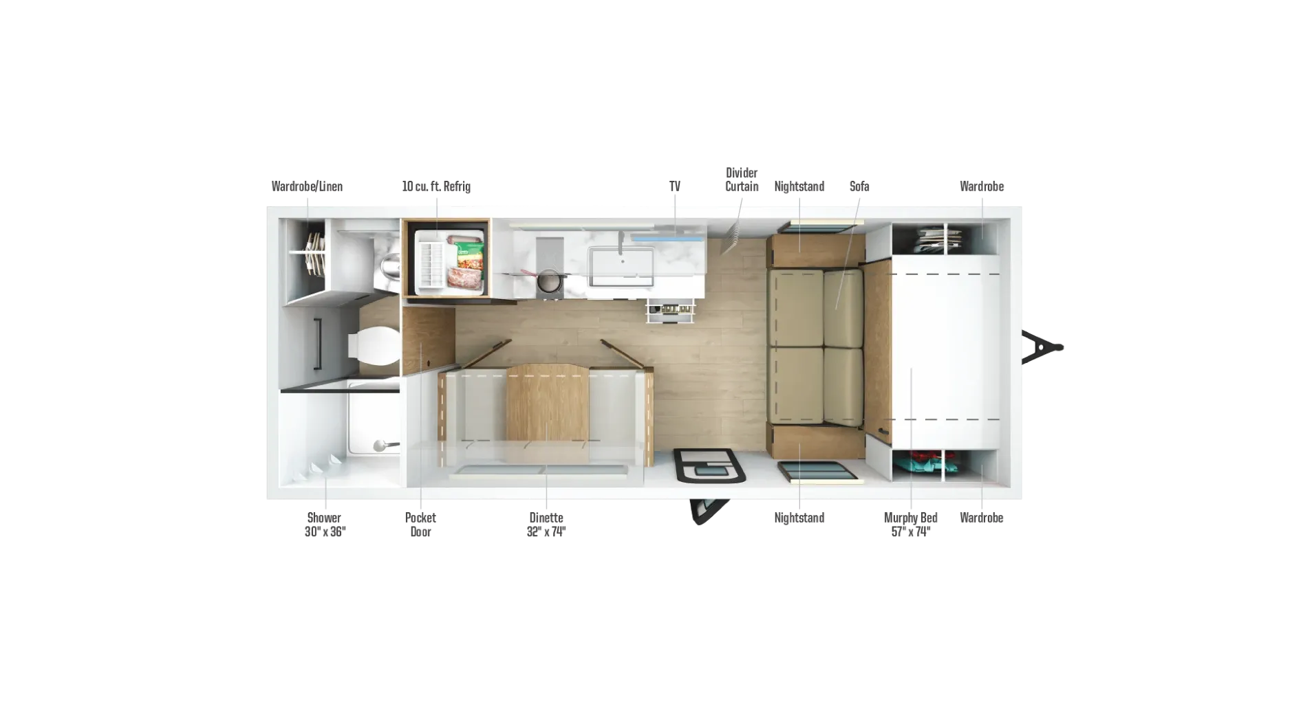 2026 Winnebago Micro Minnie 2000MRB - Floor plan