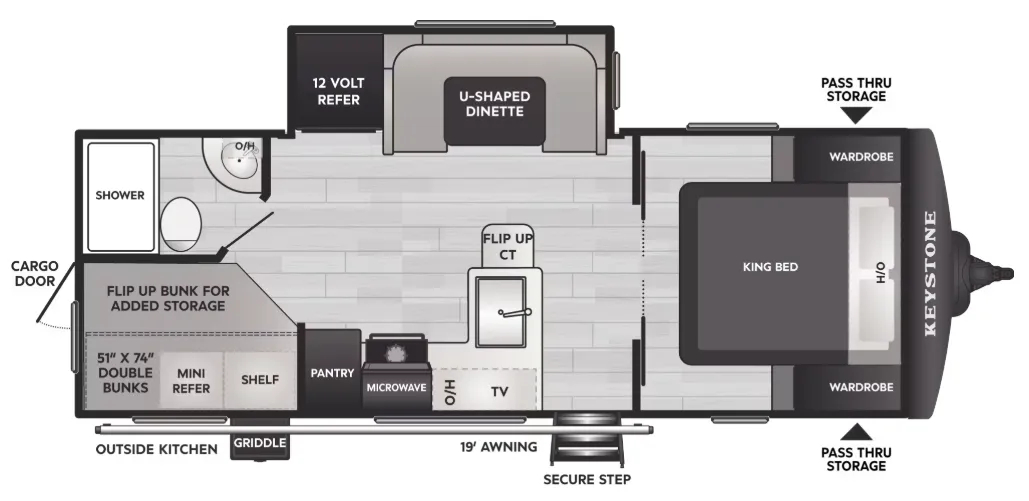 Keystone Bullet Crossfire 2290BHWE floor plan