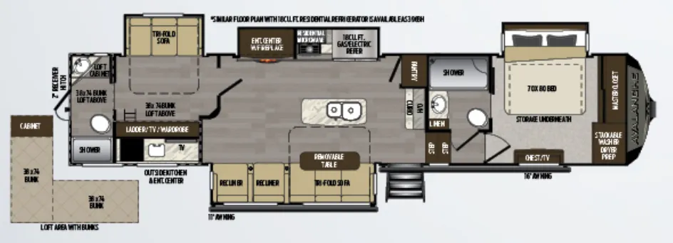 Keystone Avalanche 395BH floor plan