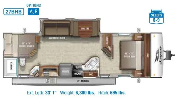 Jayco Jay Feather 27BHB floor plan