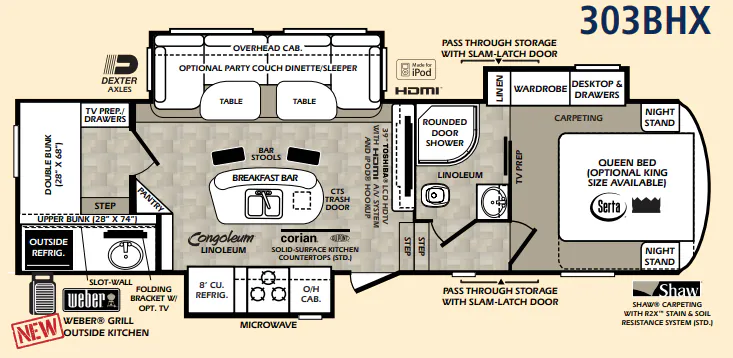 Forest River Wildcat eXtraLite 303BHX floor plan