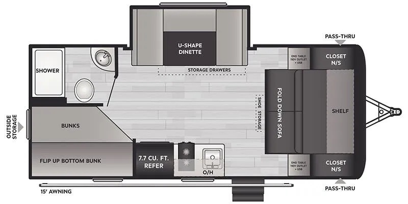 Keystone Hideout Sport 181BH floor plan