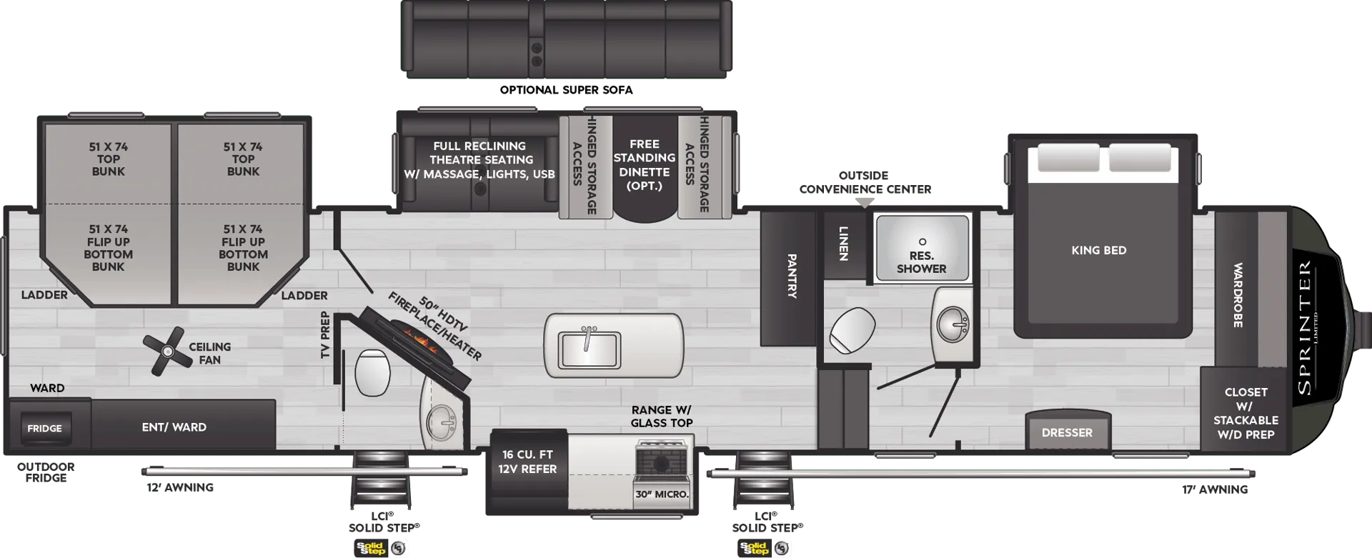 Keystone Sprinter Limited 3810QBS floor plan