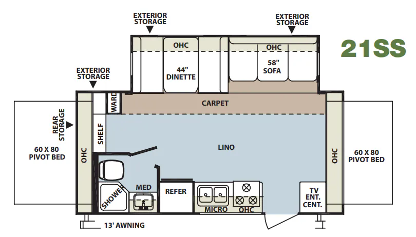 Forest River Rockwood Roo 21SS floor plan