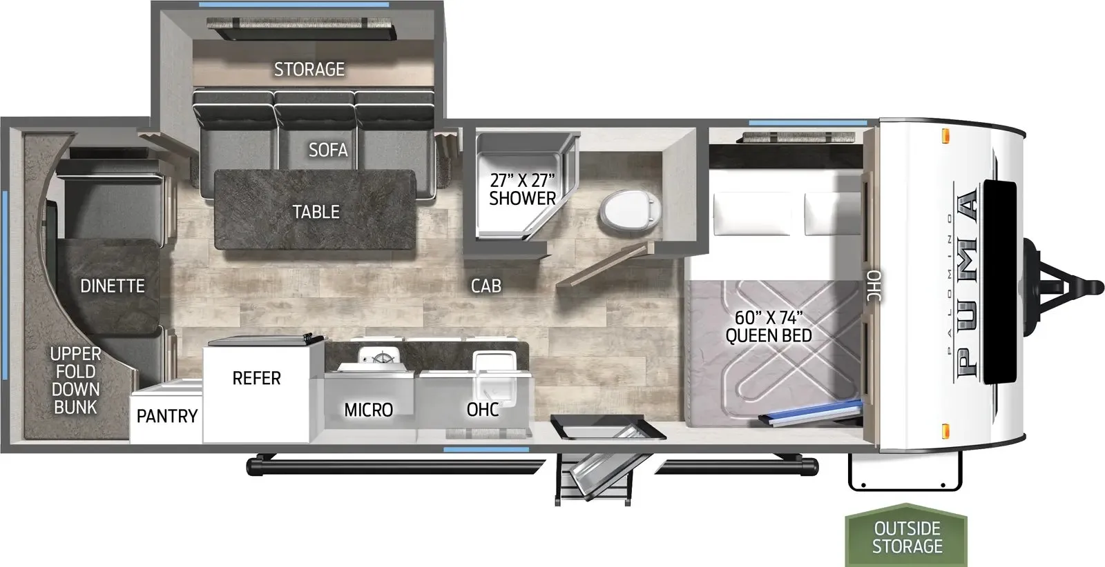 2024 Palomino Puma 18RDX - Floor plan