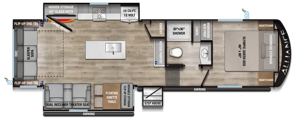 2026 Alliance RV Avenue All-Access 29RL floor plan
