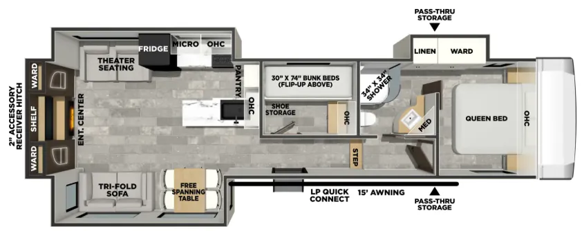 Shasta Phoenix Lite 30BHS floor plan
